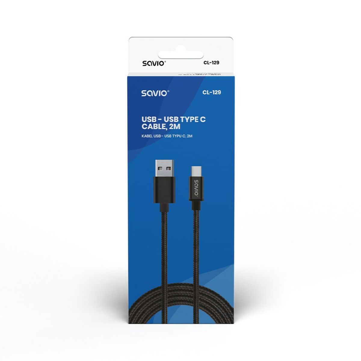 USB A til USB C Kabel Savio CL-129 Svart 2 m